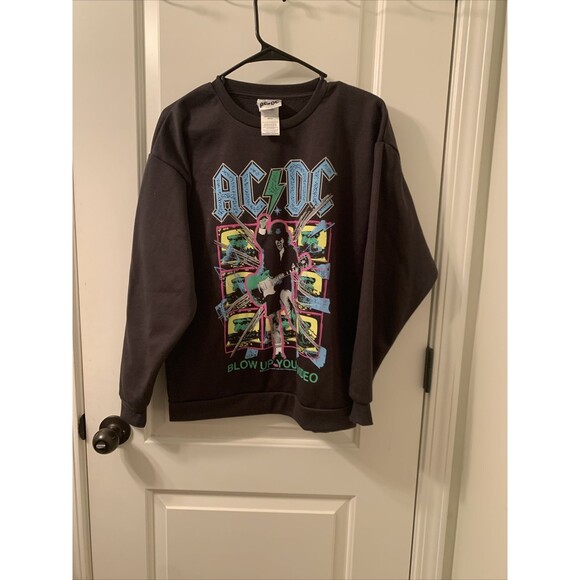 AC/DC Tops - AC/DC Adult Unisex Fleece Sweatshirt Blow-Up Your Video Size Small Dark Gray
